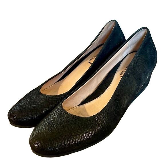 FSNY black metallic wedge flats size 6 - Picture 1 of 9